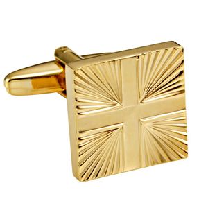 Brillante Oro Toned Acero Inoxidable de los hombres gemelos Formal con estampado abstracto de Cruz