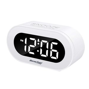 Windflyer - Reloj despertador digital con luz LED pequeña, fácil de operar, regulador de brillo de gama completa, volumen de alarma ajustable, reloj c