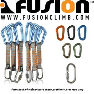Fusion Climb 6-Pack 11 cm Quickdraw Set con 1/4" Acero Inoxidable Quick Link/contigua Azul Straight puerta mosquetón