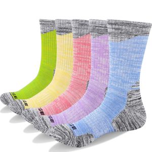 YUEDGE - 5 pares de calcetines de senderismo para mujer, multi rendimiento, para senderismo, senderismo, caminata, año redondo