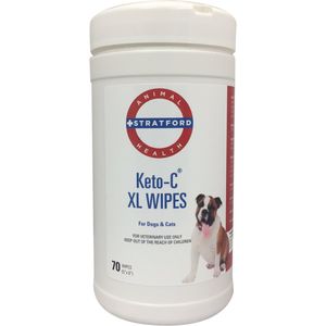 Stratford keto-c (ketoconazole Clorhexidina) Antiséptico antibacterial Antifúngico Wipes Toallitas para perros, gatos y caballos de melón y pepino 70