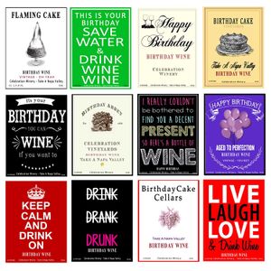 Conjunto de 12 – Funny – Botella de vino Etiquetas de cumpleaños 5 inch x 4 inch