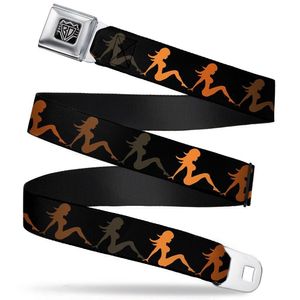 Buckle-Down Seatbelt Belt - Mud Flap Girl Repeat Black/Orange Fade - 1.0" Wide - 20-36 Inches in Length