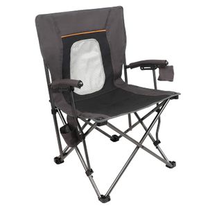 PORTAL Camping Chair Folding Portable Quad Mesh Back with Cup Holder Pocket and Hard Armrest, Supports 300 lbs