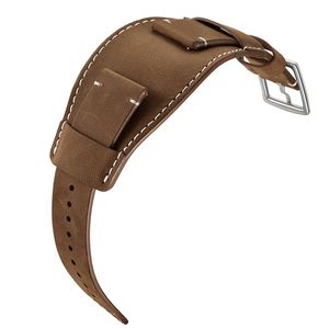 Cuff banda de reloj para Diesel ON Smartwatch, 78.7 foot ancho de Lug Crazy caballos, piel pulsera banda de reloj, café, Coffee