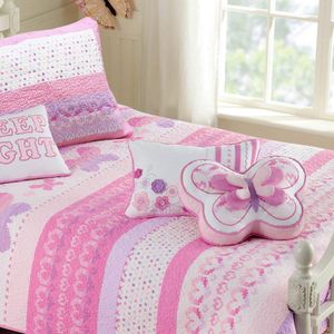 Cozy Line Home Fashions - Juego de funda nórdica y funda de almohada (100% algodón), diseño de mariposas, color rosa