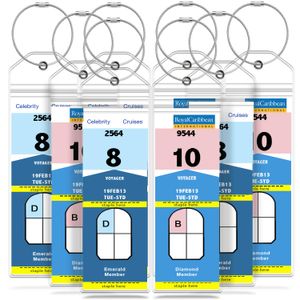 GreatShield Cruise Luggage Tag Holder (8 Pack) cierre de cremallera Sellado y acero bucles, resistencia de agua PVC Bolsa para Royal Caribe y celebrid