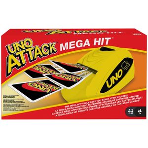 UNO: Juego de cartas de ataque Mega Hit con disparador de tarjetas, ideal para niños, adultos o noche de juego familiar, 7 años y más [Exclusivo de Am