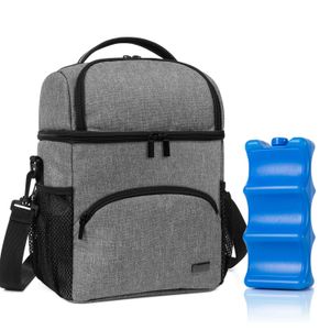 Teamoy - Bolsa para enfriar leche materna de doble capa con bolsa de hielo, bolsa de viaje para botella de bebé, hasta 6 botellas grandes de 9 onzas,