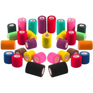 Cinta de vendaje médico autoadhesiva de 4 pulgadas (colores surtidos) (paquete de 6, 12, 18 o 24) rollos elásticos fuertes autoadherentes para primero