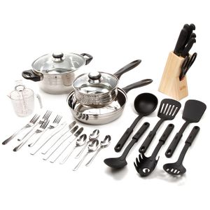 Gibson LYBRA Set de utensilios de cocina, 32 unidades, acero inoxidable pulido efecto espejo