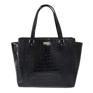 Black Bristol Drive Croc ELISSA Shoulder Bag