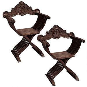 Design Toscano - Silla de caoba The Savonarola (2 unidades), color cereza
