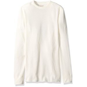 Hanes - Camiseta térmica de manga larga para hombre con etiqueta de color rojo