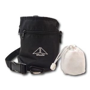 Valley - Bolsa de tiza para escalada con bolas de tiza, cinturón, mosquetón y bolsillos con cremallera para escalada, escalada, escalada, gimnasia, aj