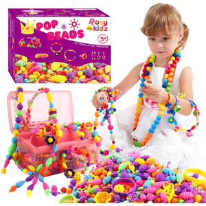 Rosykidz - Juego de cuentas con diseño artístico y joyería para manualidades con calcomanía de estrás, pulseras, collares, anillos, diademas, aretes,