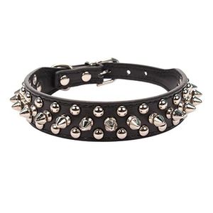 Collar de piel sintética con remaches para perros cachorros gatos