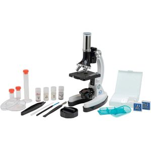 Discovery #MINDBLOWN - Microscopio (52 piezas, marco de metal resistente, aumento de 120X a 1200X, juego completo con tubos de prueba, herramientas, d