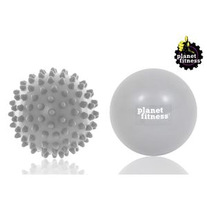 Planet Fitness caliente y frío terapia de masaje kit de bolas, 1 suave y 1 con textura Spike bola de masaje rodillos para músculos y dolor de pies