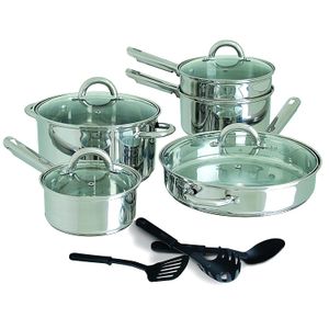 Gibson Home Abruzos 12 piezas Juego de cocina de acero inoxidable, plata