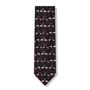 Negro con Rosa Flamingos de microfibras de Necktie Tie Neckwear