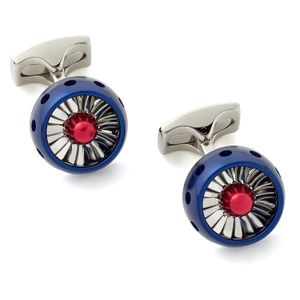Deakin and Francis - Gemelos de plata de ley con diseño de turbina de chorro, color azul, plateado y rojo