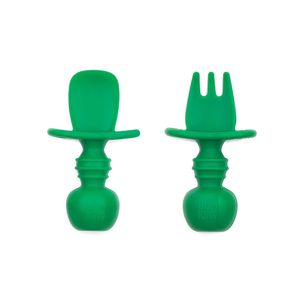 Bumkins - Juego de tenedores y cucharas para bebé, utensilios de silicona, LED para bebé, 1 para edades de 19.7 ft: Jade