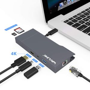WAVLINK USB C Hub HDMI,7-in-1 Type C Mini Dock Adapter with 4K HDMI,60W PD Charging,RJ45 Ethernet Port,USB 3.0,Removable SD Card Reader for MacBook Pr