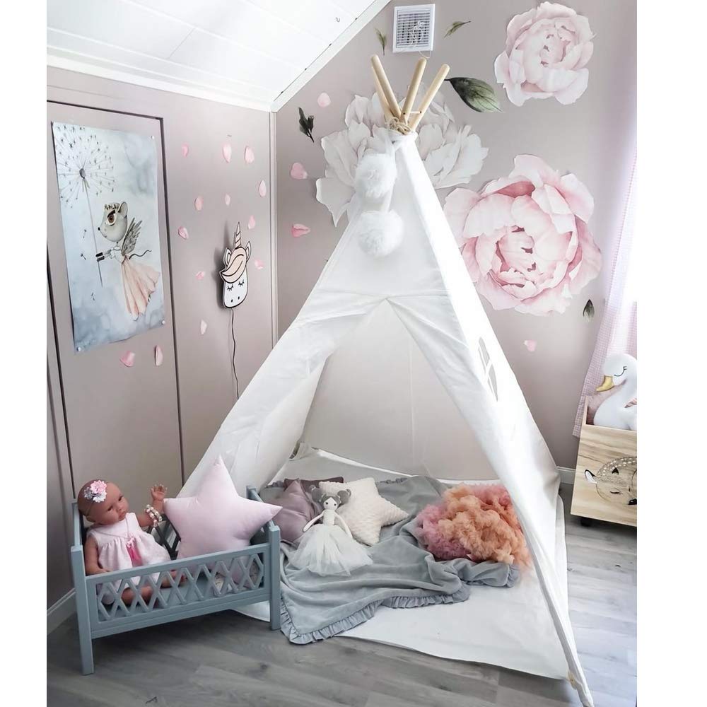 Sumbababy Tienda Tipi De Algodón Y Madera – Portátil, Plegable, Con Bolsa De Almacenaje – El Regalo Ideal Para Niños
