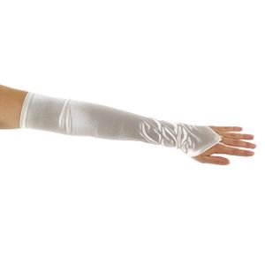 Baile con la luna Fingerless Opera de longitud guantes de satén, talla única   Se ajusta a la mayoría, Ivory
