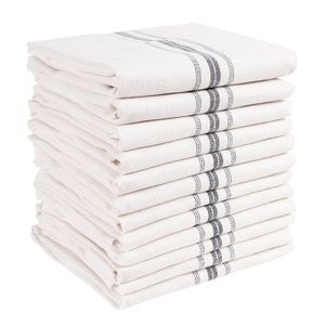 Kaf Home clásico Farmhouse rayas paños de cocina | Juego de 12, 15" x 25", 100% puro algodón Toallas de Plato | Perfecto toalla de Bar paños para coci