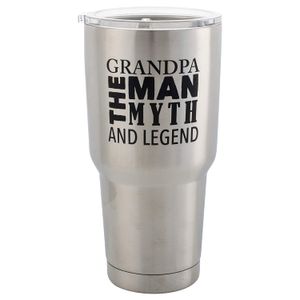 Grandpa, The Man The Myth The Legend - Taza de viaje (acero inoxidable, con tapa)