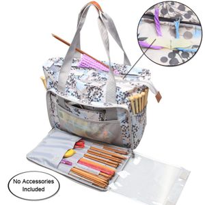 Teamoy Bolsa de tejer, bolsa de almacenamiento de hilo de viaje, organizador para hilo, proyecto sin terminar, ganchos de ganchillo, agujas de tejer y