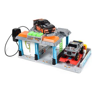 Hot Rod Garage – Juego de luces y sonidos de juguete para niños | Intercomunicador de trabajo con aparcamiento abierto y cerrado y elevador de vehícul