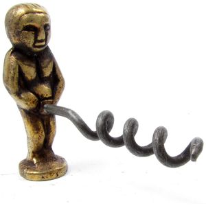 Latón Naughty Boy Peeing Manneken pis Sacacorchos