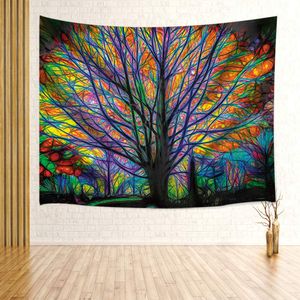 MILIER Tree of Life Tapiz de pared, colorido árbol bosque con pájaros, tapiz de pared para dormitorio, sala de estar, decoración de dormitorio 71 x 60