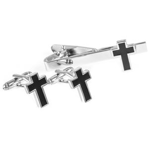 mrcuff Cruz Gemelos Par de gemelos y Tie Bar Clip Con Presentación Caja de Regalo & Gamuza