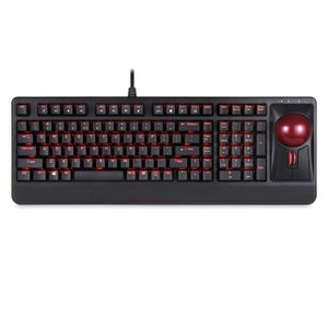Perixx PERIBOARD-322 Teclado de Trackball mecánico retroiluminado - Trackball de 2,17 pulgadas grande - Rueda de desplazamiento inclinable - 2 concent