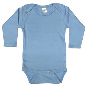 La Jirafa Que Ríe en blanco algodón manga larga bebé una pieza, Azul pastel