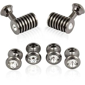 Barril de vidrio conjunto formal Gemelos Studs por Cuff-Daddy, latón rodiado, CD-2015