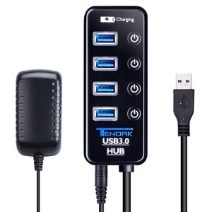Tendak Smart Charger SuperSpeed Hub USB con 4 puertos de datos USB 3.0 + 1 puerto de carga inteligente (5 V/2.1 A) con 5 V 3 A Adaptador de alimentaci