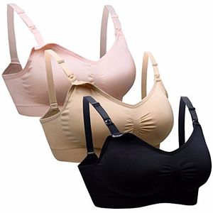 Daisity Womens Seamless Sleep Bra de enfermería para la lactancia Clip Down Maternity Bras Pack de 3