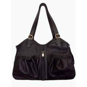 petote Metro Couture All Piel con borla de perro Carrier, Medianoche, Petite