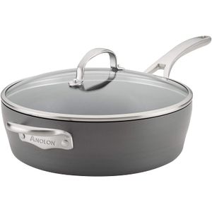 Anolon 81173 5-Qt. Covered Sauté - Sartén para saltear (aluminio anodizado, 5 cuartos de galón), color gris oscuro