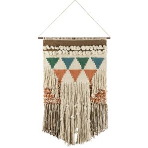 Primitives by Kathy Bohemia estilo tejida para colgar en la pared, hecho a mano, con flecos de algodón con barra de cobre, decoración bohemia para apa