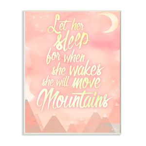 Stupell Home Décor Let Wall Art Color de su Dormir Rosa Agua Montañas placa, 10 x 0.5 x 15, PROUDLY fabricado en EE. UU.