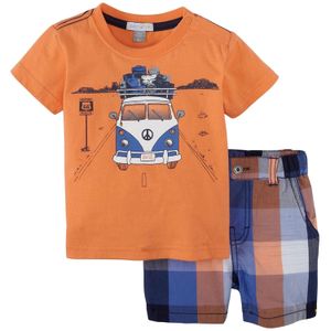 petit lem Retro Road 2 piezas Set corto (bebé) – Orange-9 Meses