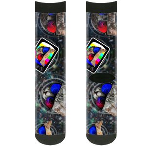 BUCKLE-DOWN calcetines de BUCKLE-DOWN 3-D Tv gatos en espacio Crew accesorio, -3-d TV gatos en espacio, Crew