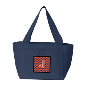 Tesoros de la Caroline cj1042-jna-8808 Carta J Chevron Naranja y Azul bolsa para la merienda, grandes, multicolor