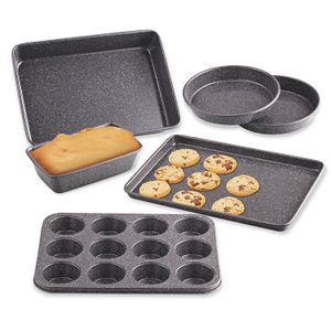 Cook N Home 02585 – 6 piezas de gran calibre antiadherente para hornear, 4 piezas, tartas/galletas/magdalenas/barra de pan/Tueste 6, 6pieces, color ne